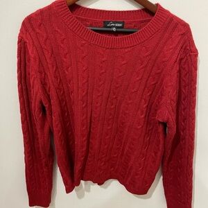 Red CableKnit Crewneck